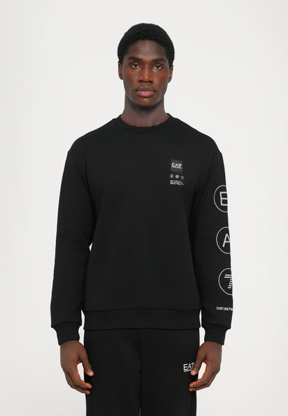 EA7 Emporio Armani TRAIN LOGO UNISEX - Sweatshirt - Black/silver-coloured