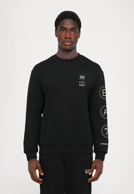 EA7 Emporio Armani TRAIN LOGO UNISEX - Sweatshirt - Black/silver-coloured