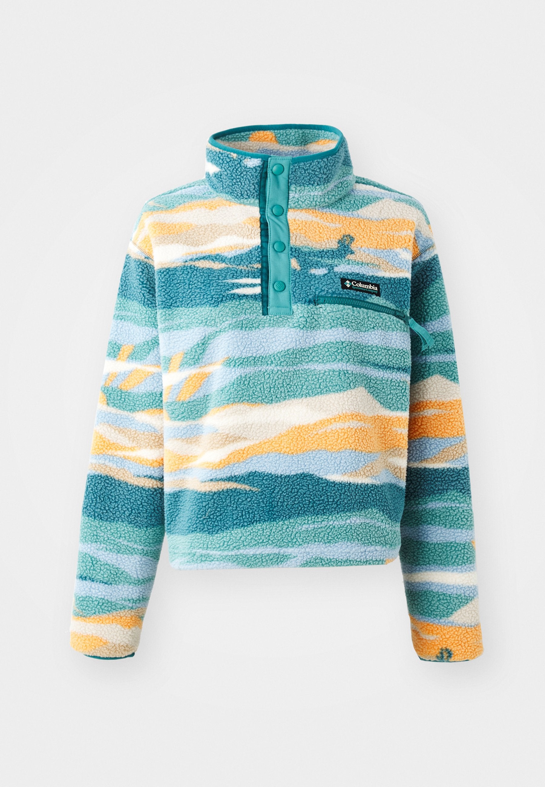 Columbia HELVETIA™ II PRINTED CROPPED HALF SNAP - Fleece Jumper - Everblue Sisters/rain Forest