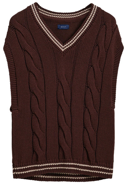 Gant CABLE - T-Shirt Basic - Rich Brown