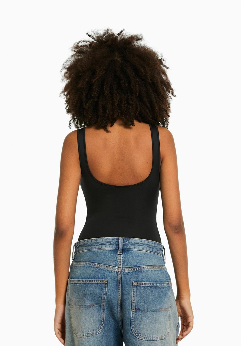 BERSHKA MONOCHROME STRAPPY - Top - Black