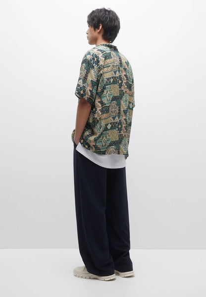 PULL & BEAR PRINTED SHORT SLEEVE - Hemd - Green