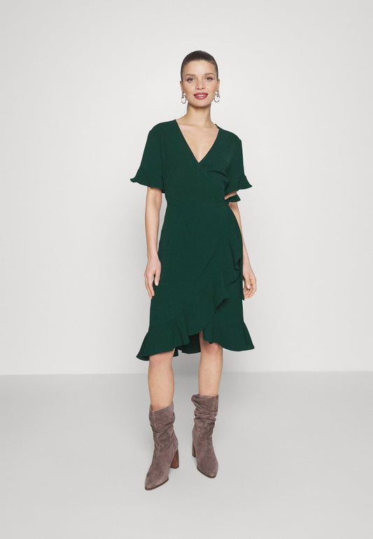 ONLY Petite ONLMETTE SWRAP FRILL DRESS - Freizeitkleid - Ponderosa Pine