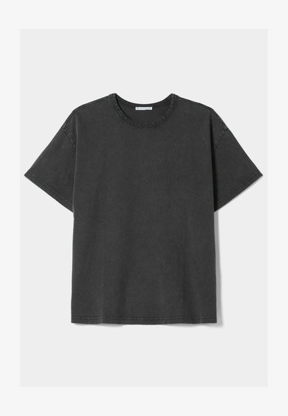 BERSHKA OVERSIZE SHORT SLEEVE - T-Shirt Print - Dark Grey