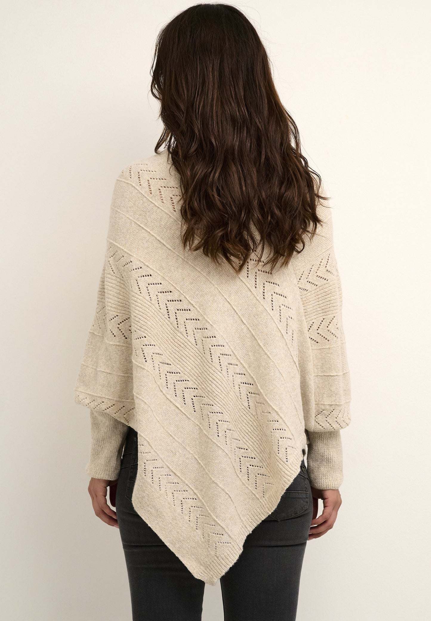 Cream HOLIDAY PONCHO - Jumper - Oat Melange