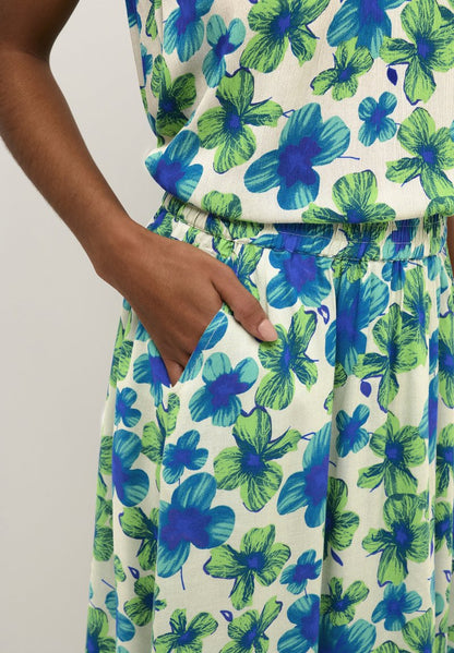 Kaffe MELINA - A-Linien-Rock - Green And Blue Digital Flower