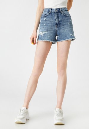 Koton HIGH RISE - Jeans Shorts - Mid Indigo