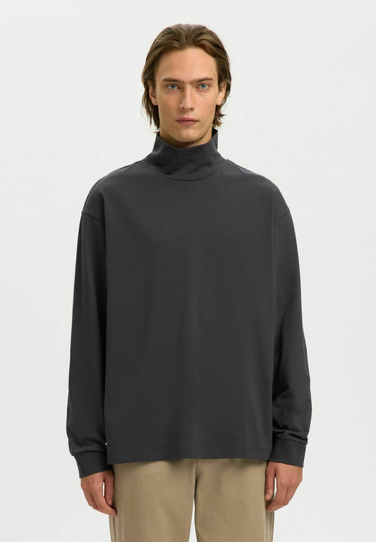 Selected Long Sleeved Top - Asphalt