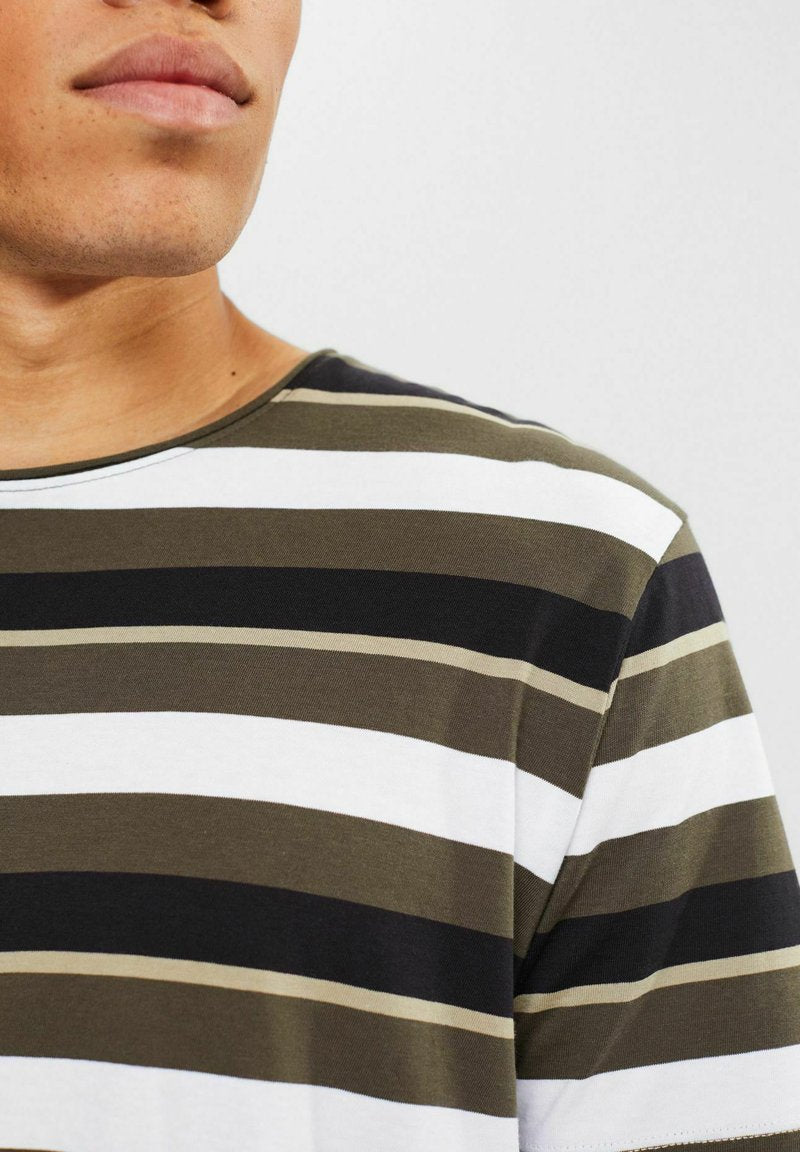Edc By Esprit MIT STREIFENMUSTER - T-Shirt Print - Dark Khaki
