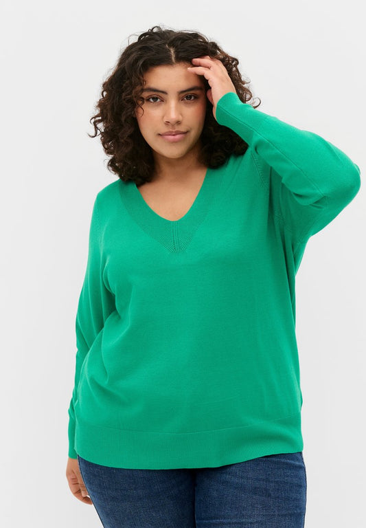 Zizzi WITH V NECKLINE - Strickpullover - Mint