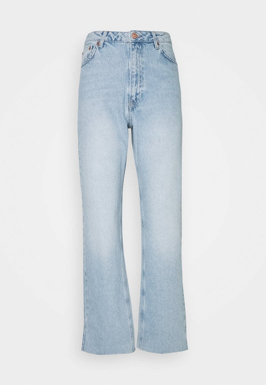 NA-KD HIGH WAIST RAW - Jeans Straight Leg - Light Blue