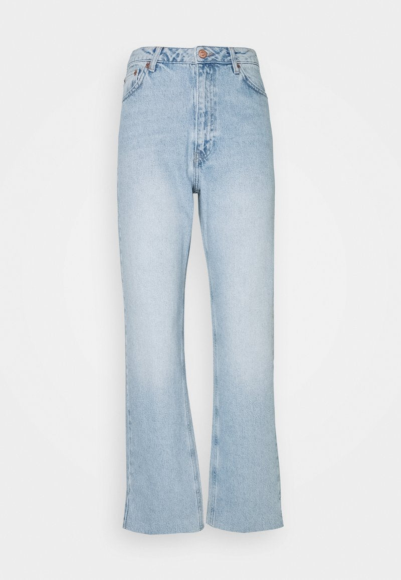 NA-KD HIGH WAIST RAW - Jeans Straight Leg - Light Blue