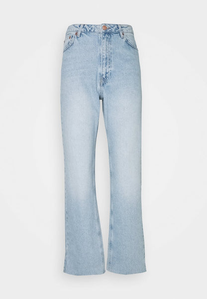 NA-KD HIGH WAIST RAW - Jeans Straight Leg - Light Blue