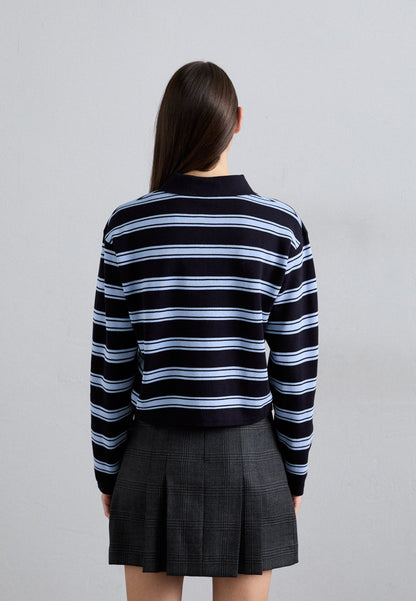 Sandro PULL POLO MANCHES LONGUES RAYE - Jumper - Marine