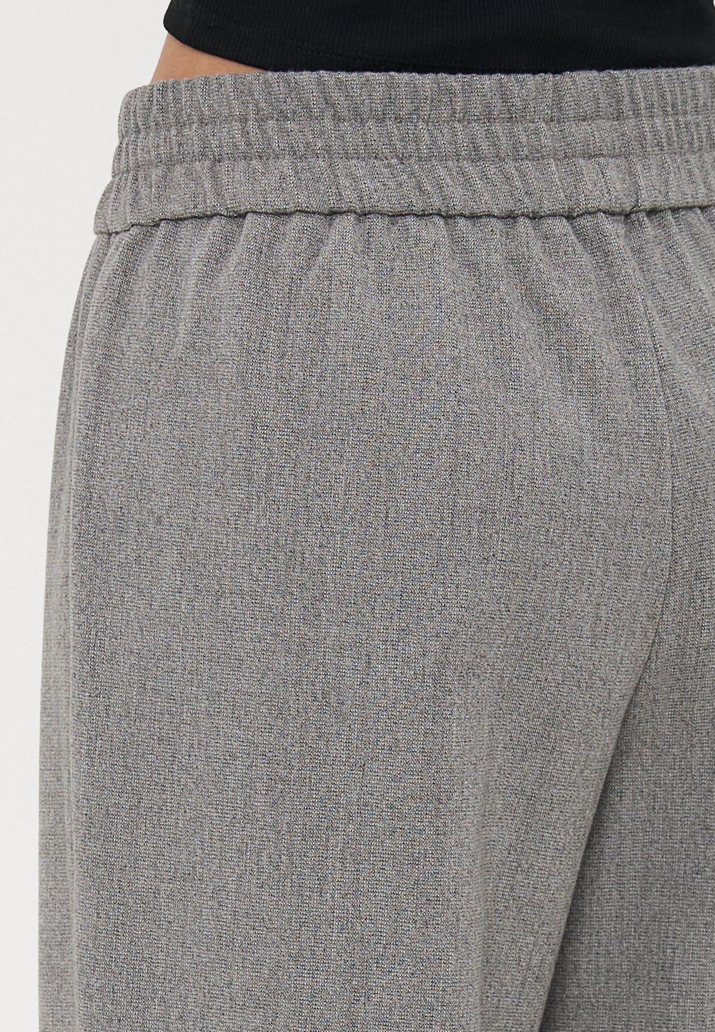 ONLY Petite ONLELISE WIDE PULL UP - Trousers - Rock Ridge/white Melange