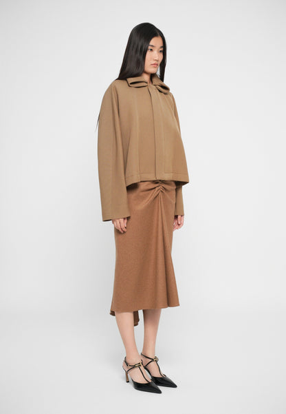 Victoria Beckham OVERSIZED ROLL NECK - Light Jacket - Dark Camel