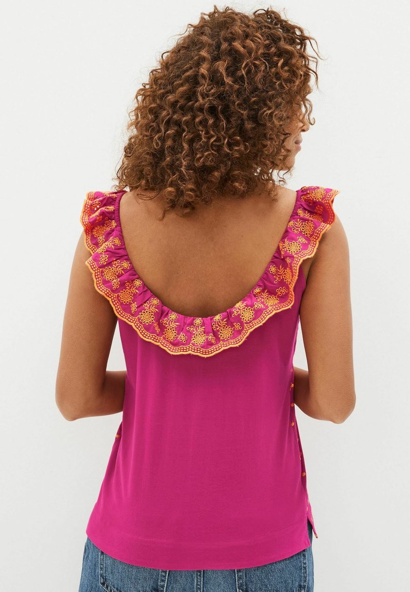 Next SLEEVELESS EMBROIDERED RUFFLE STANDARD - Bluse - Pink