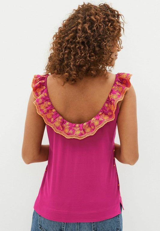 Next SLEEVELESS EMBROIDERED RUFFLE STANDARD - Bluse - Pink
