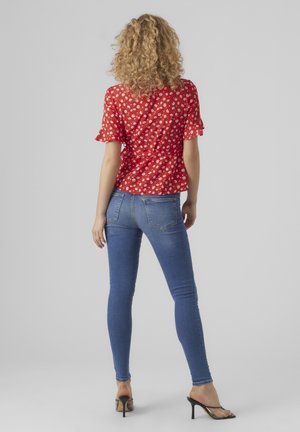 New Look FLORAL FRILL TIE FRONT - Bluse - White Pattern