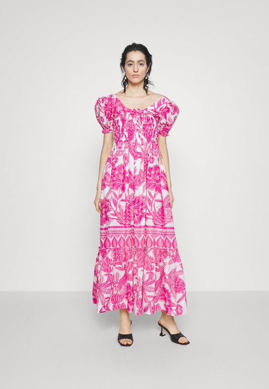 Farm Rio TROPICAL WOODCUT DRESS - Maxikleid - Pink/white