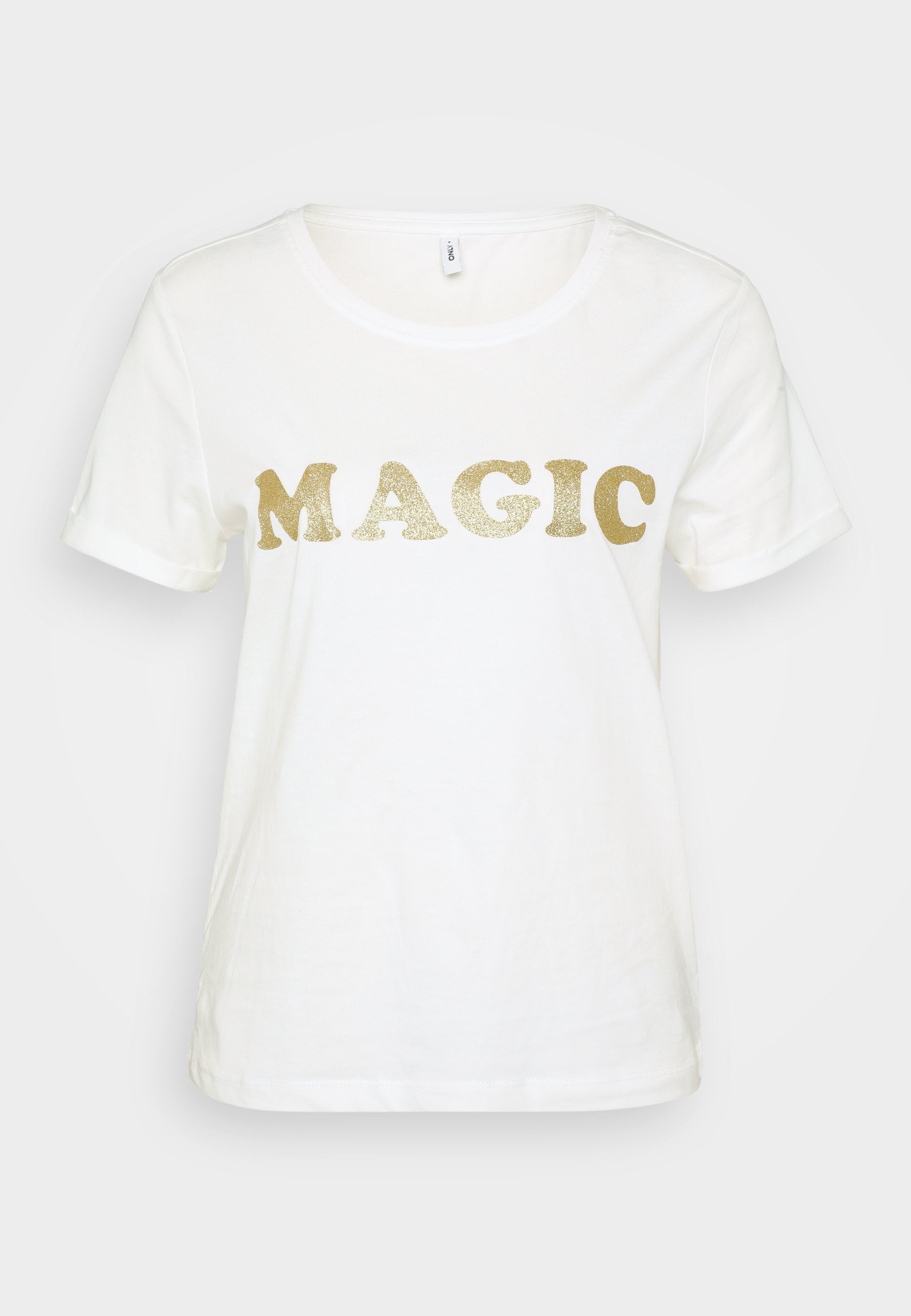 ONLY Petite ONLOLIVE AMOUR GLITTER - Print T-shirt - Cloud Dancer/gold-coloured