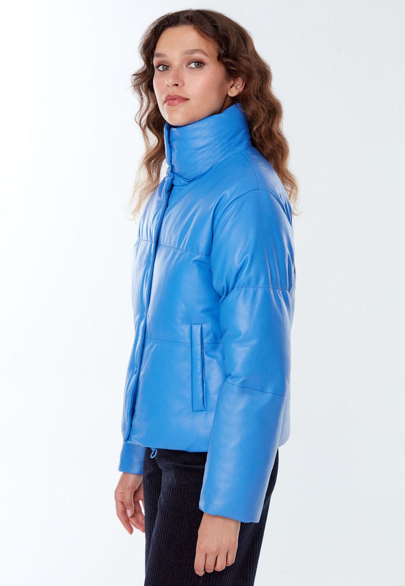  HIGH COLLAR - Lederjacke - Blue