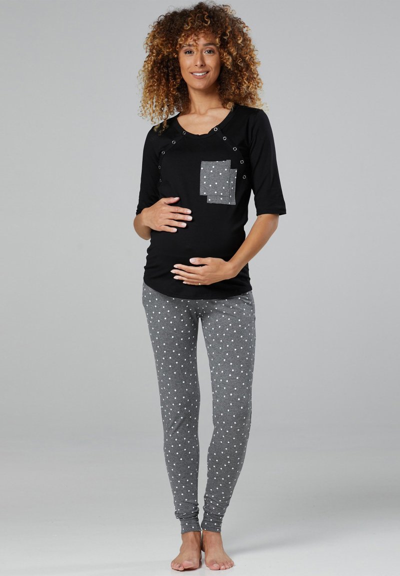  SET - Nachtwäsche Set - Black Dark Grey Off White
