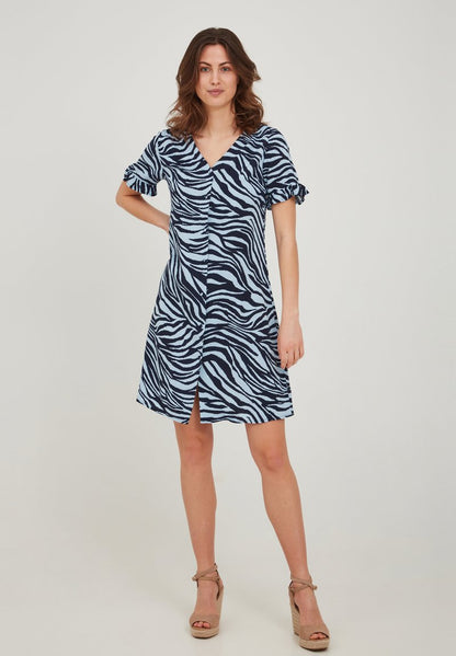 Fransa FRALZEBRA 2 DRESS - Freizeitkleid - Blue Animal Mix