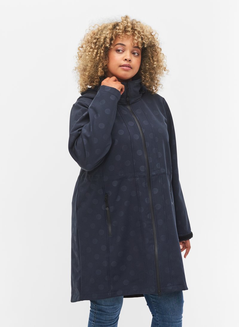 Zizzi WITH A DETACHABLE HOOD - Regenjacke / Wasserabweisende Jacke - Navy