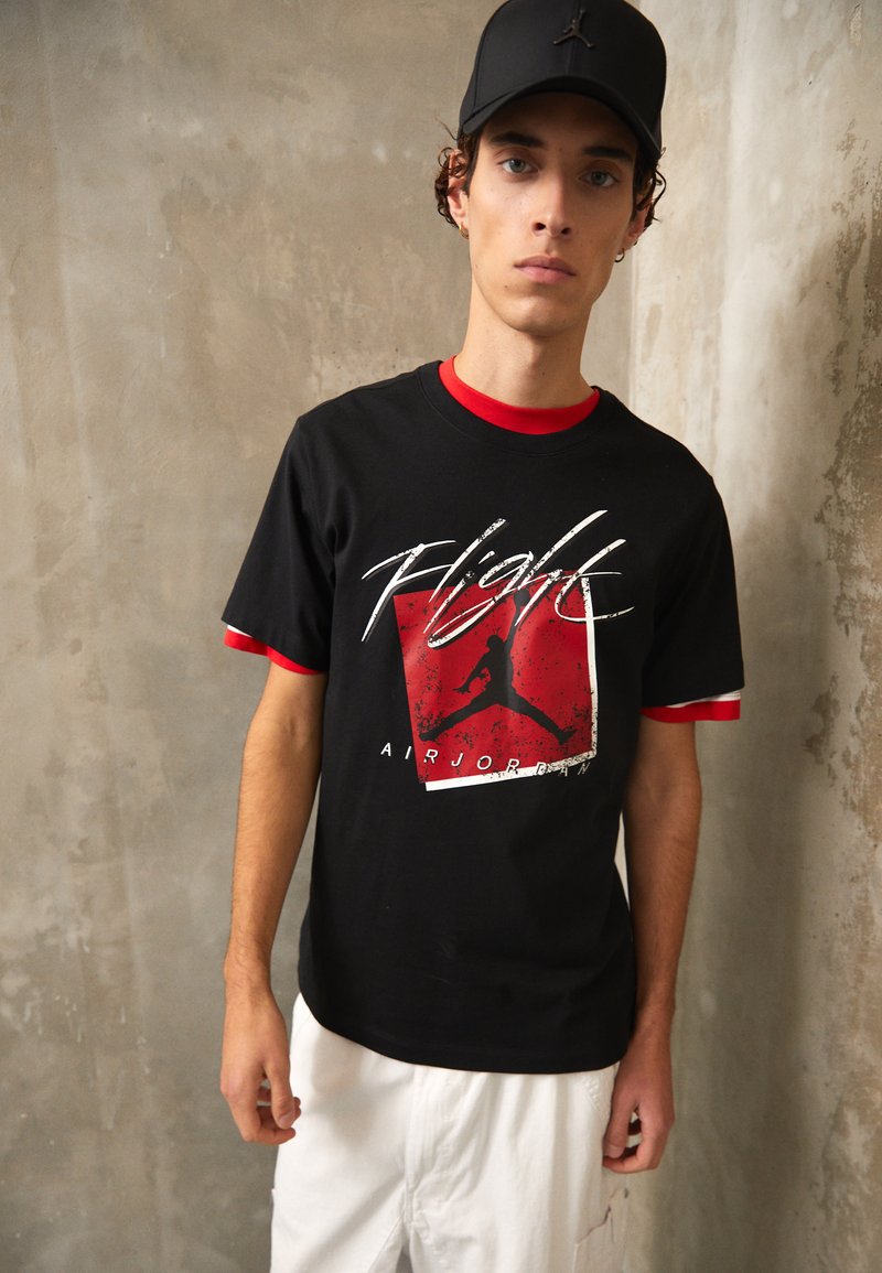 Jordan BRAND CREW - T-Shirt Print - Black/gym Red