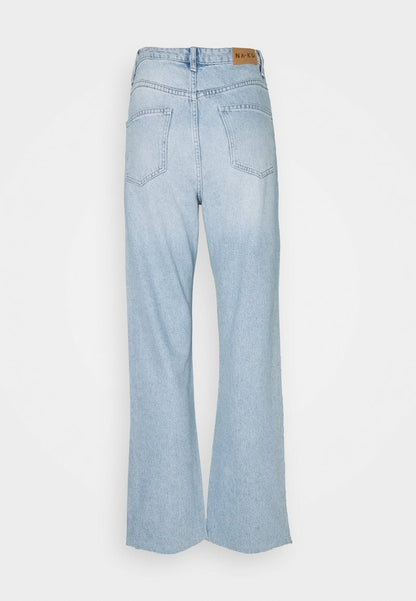 NA-KD HIGH WAIST RAW - Jeans Straight Leg - Light Blue
