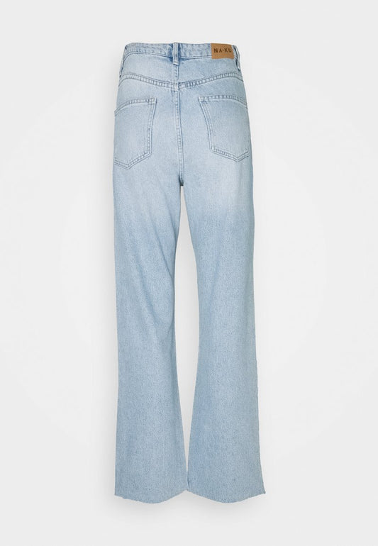 NA-KD HIGH WAIST RAW - Jeans Straight Leg - Light Blue