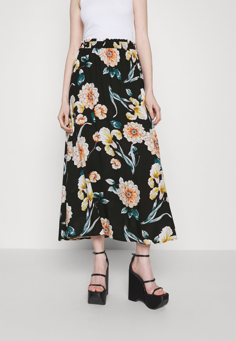 ONLY ONLNOVA LIFE LONG SKIRT - Maxirock - Black Soft Flowers