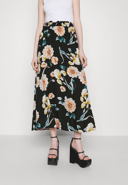 ONLY ONLNOVA LIFE LONG SKIRT - Maxirock - Black Soft Flowers