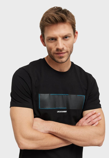  SLIM FIT FIGURED - T-Shirt Print - Black