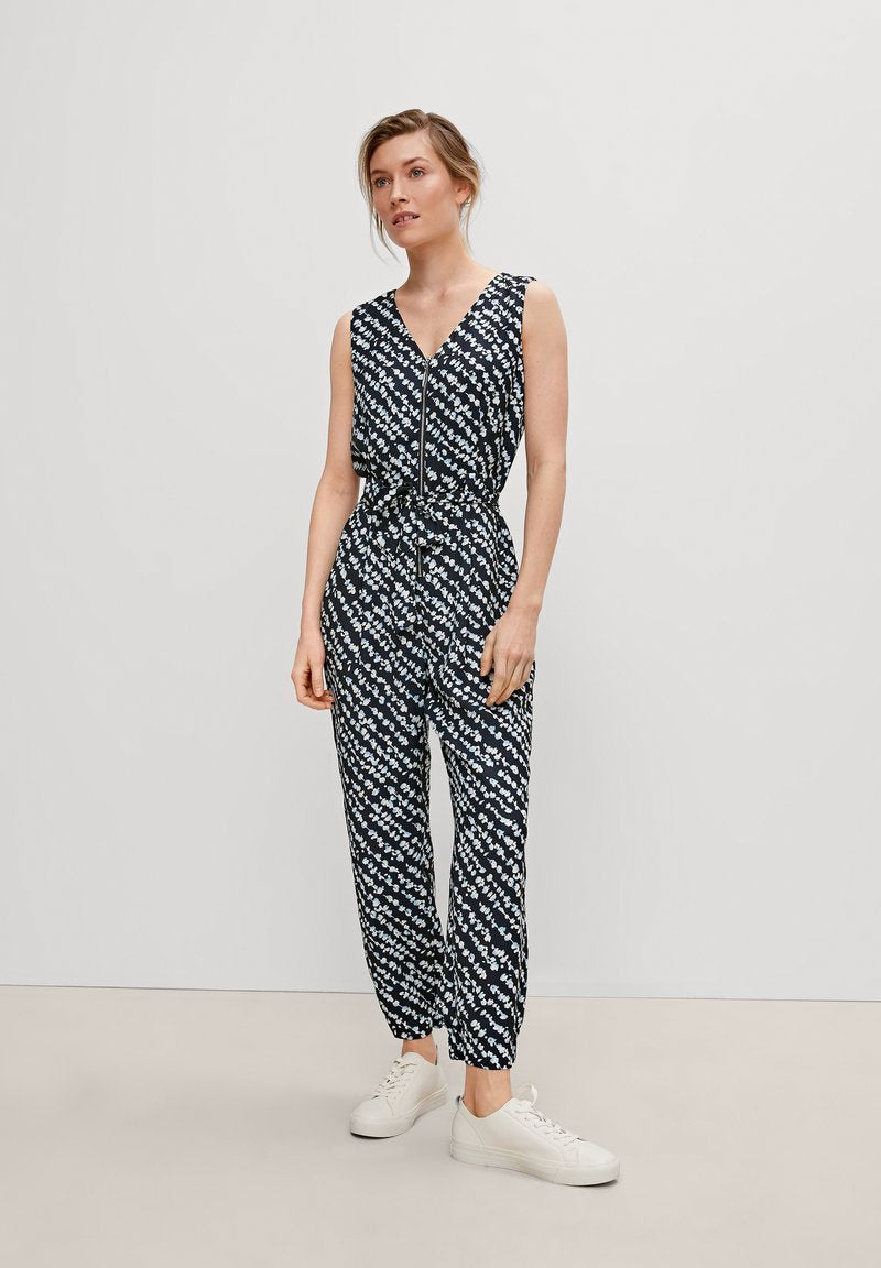 Comma SALOPETTE - Jumpsuit - Dark Blue Aop