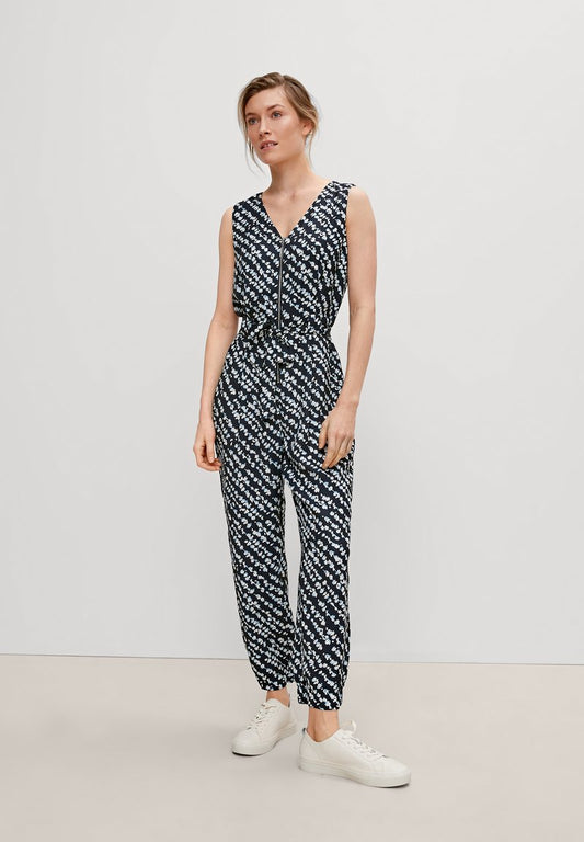 Comma SALOPETTE - Jumpsuit - Dark Blue Aop