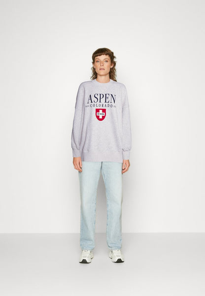 Abercrombie & Fitch THE SOFTAF MAX PATCH LONG SUNDAY CREW - Sweatshirt - Grey