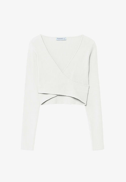 Stradivarius WRAP - Langarmshirt - Off White
