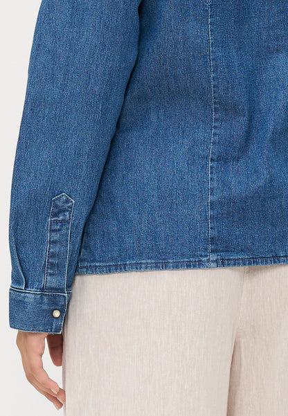 ONLY Petite ONLSASIA RHINESTONE SHIRT - Button-down Blouse - Medium Blue Denim