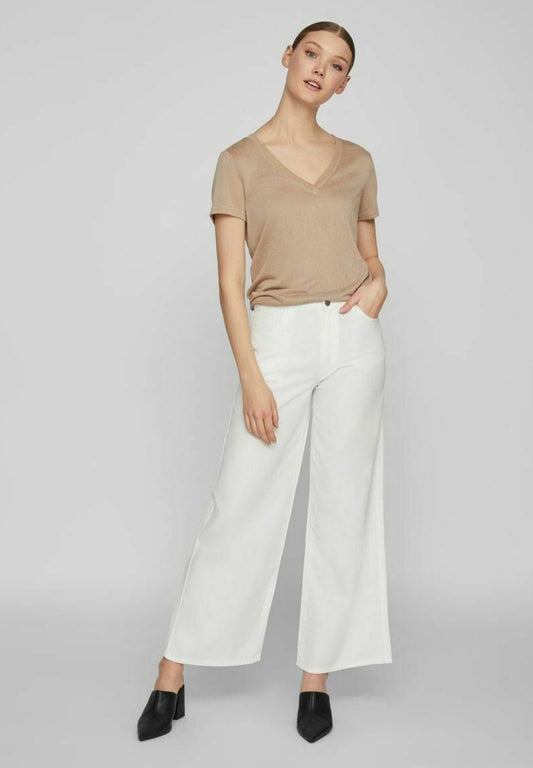 Vila WIDE FIT HIGH-RISE - Flared Jeans - Cloud Dancer