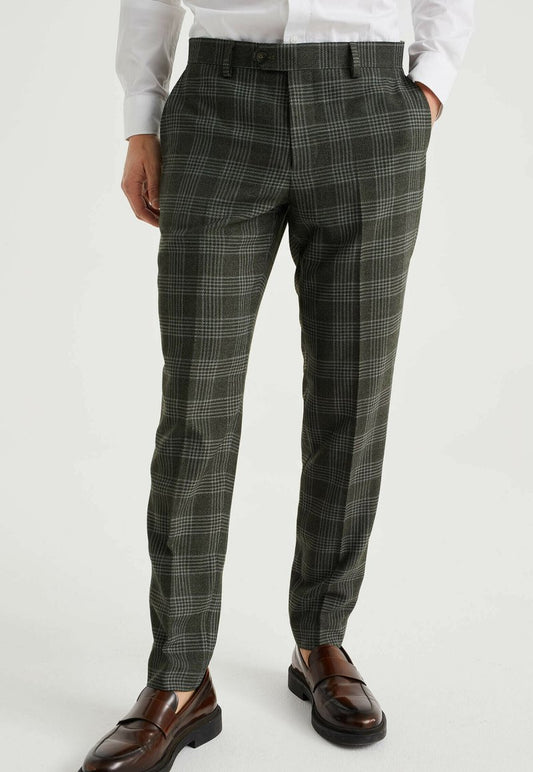 WE FASHION SLIM FIT MET DESSIN - Anzughose - Green