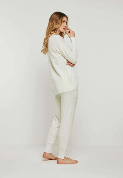  BELLA – FINE KNITTED PULLOVER WITH ROUNDNECK - Pyjama - Offwhite