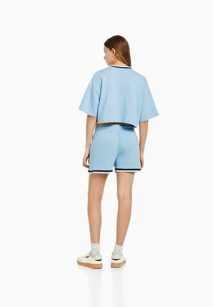 BERSHKA WITH TRIMS - Jogginghose - Light Blue