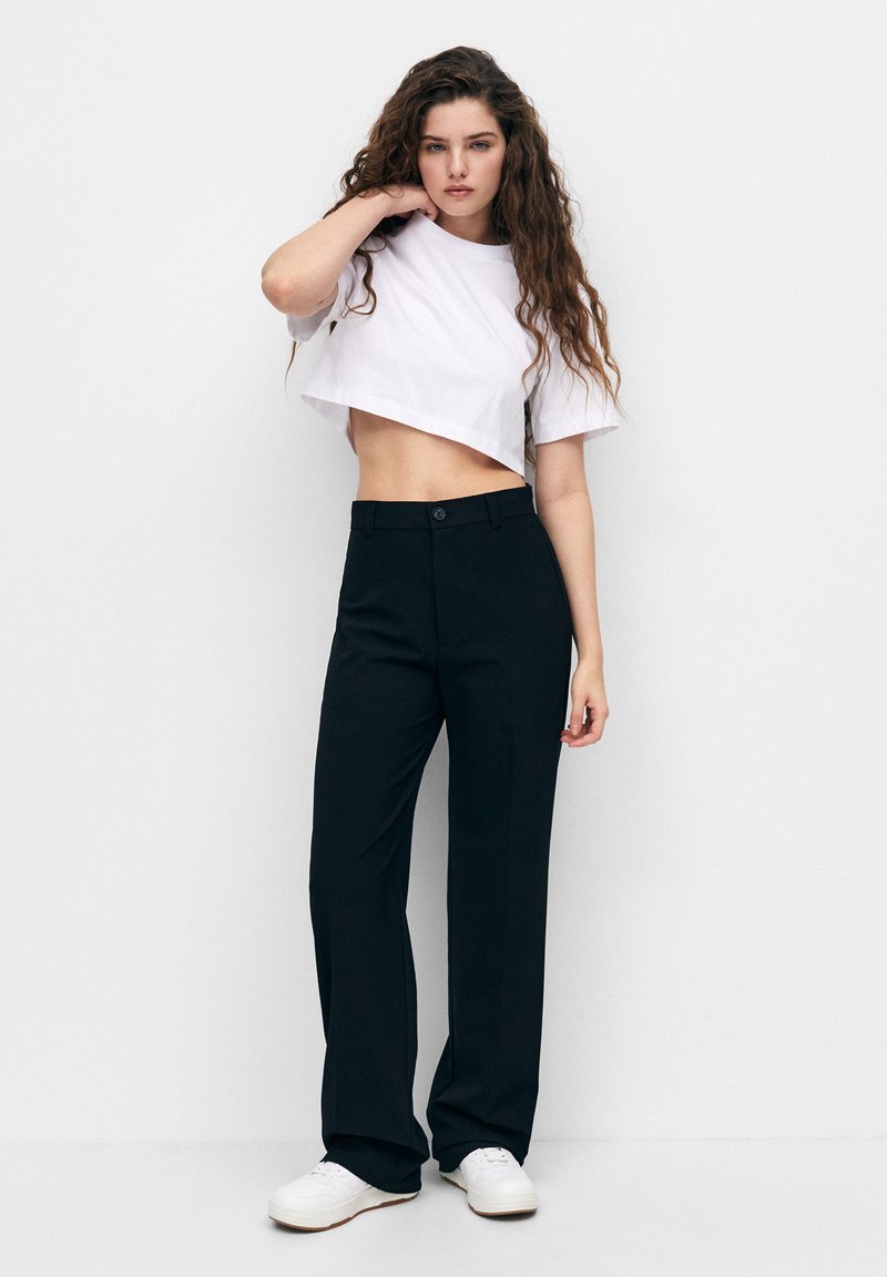 PULL & BEAR FORMAL STRAIGHT-LEG - Stoffhose - Black