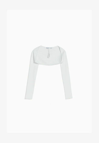 BERSHKA STRAPPY WITH LONG SLEEVES - Strickjacke - Off White