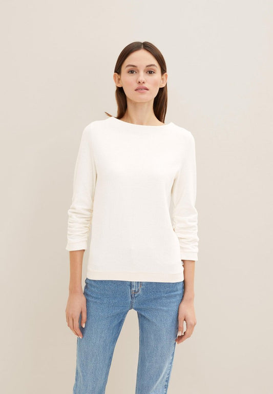 TOM TAILOR Denim JACQUARD  - Strickpullover - Gardenia White