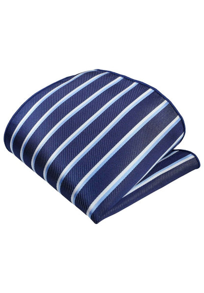 SET - Einstecktuch - Stahlblau Royalblau Himmelblau Weiss Gestreift