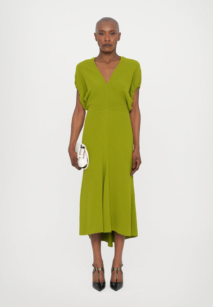 Victoria Beckham BLOUSON DETAIL MIDI DRESS - Jersey Dress - Green