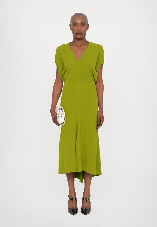 Victoria Beckham BLOUSON DETAIL MIDI DRESS - Jersey Dress - Green